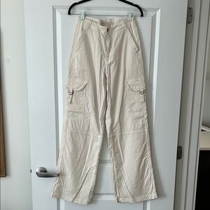 American Eagle Outfitters Cream Cargo Pants